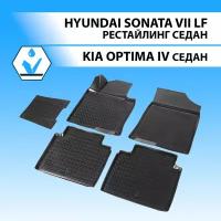 Комплект ковриков в салон RIVAL 12807001 для Hyundai Sonata, Kia Optima, 5 шт