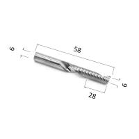 Фреза спиральная однозаходная стружка вверх DJTOL N1LX6.28 для станка ЧПУ
