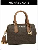 Сумка кросс-боди MICHAEL KORS Jet Set Monogram, фактура тиснение, коричневый