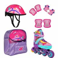Роликовые коньки, шлем, защита Set Happy Violet XS