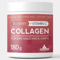 Коллаген порошок с витамином С со вкусом Вишня collagen vitamin c, коллаген для суставов и связок, для волос, питьевой 30 порций, 180г