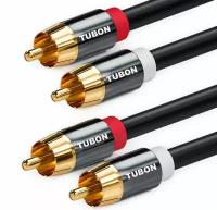 Кабель TUBON Аудио 2 x RCA (M) Male - 2 x RCA (M) Male / Тюльпаны / Колокольчики OD6.0 R004 5м