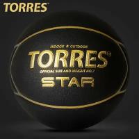 Баскетбольный мяч TORRES Star B32317, р. 7 черный/золотистый