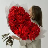 Букет красных вывернутых роз #162