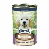 Консервы Happy Dog Natur Line с телятиной и индейкой для щенков (410 г, Телятина с индейкой) 20 шт