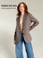 Пиджак из итальянского льна, коричневый, XS