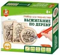 Выжигание по дереву Десятое королевство аппарат с насадками, доски 3 шт, спил 1 шт 04388ДК