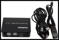 HDMI KVM-переключатель 2х1 Switch 4K60Hz 2-портовый USB с кабелями