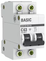 Автоматический выключатель 2P 63А (C) 4,5кА ВА 47-29, EKF Basic