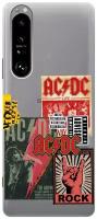 Силиконовый чехол с принтом AC/DC Stickers для Sony Xperia 1 III / Сони Иксперия 1 3