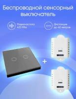 Сенсорный беспроводной выключатель с контроллером eMylo 10A-02SGR-RF Grey KIT