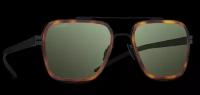 Титановые солнцезащитные очки GRESSO Boston - квадратные / зеленые монолитные / кант коричневый тортуаз