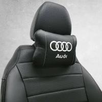 Автомобильная подушка под шею на подголовник эмблема Audi, для Ауди. Подушка для шеи в машину. Подушка на сиденье автомобиля