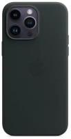 Чехол накладка Leather Case MagSafe 14 Pro, натуральная кожа, черный, Midnight