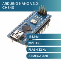 Плата Arduino Nano V3.0 (CH340) на микроконтроллере ATmega328 / Ардуино Нано. Разъём припаян