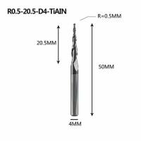 Dreanique конусная фреза по дереву (R0.5 L20.5 d4 покрытие TiAlN) P2BC-R0.5-20.5-H4 39791