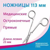 Ножницы глазные прямые остроконечные, 113 мм, 13-450 (н-41-1)