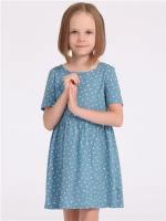Платье для девочки нарядное летнее в горошек хлопок 100% Апрель 1ДПК3998001н/243/*/4489/*/*/*/* бирюзовый,голубой,серый,белый 60-116