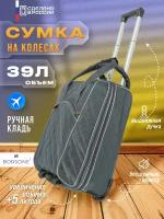 Сумка СУМКА_ЧЕМ_СЕРЫЙ_СТЕГ_73_18, 39 л, 29х47х29 см, ручная кладь, серый