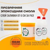 Прозрачная эпоксидная смола для заливки Epoxy Simple 8 кг, слой 6 см