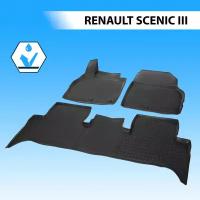 Коврики в салон автомобиля Rival для Renault Scenic III компактвэн 2009-2016, полиуретан, с крепежом, 3 шт., 14708002