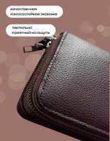 Портмоне 408-6 Dark Brown, фактура перфорированная, гладкая, коричневый