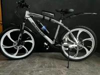 Велосипед Richiesto 24 колёса литые Алюминиевые диски Горный Взрослый Подростковый Спортивный, серебристо-черный
