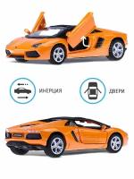 Легковой автомобиль Автопанорама Lamborghini Aventador LP700-4 Roadster (J12288/JB1200140) 1:43, 11.4 см, оранжевый