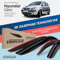 Дефлекторы окон Voron Glass серия Corsar для Hyundai Getz 2002-2011 хэтчбек накладные 4 шт