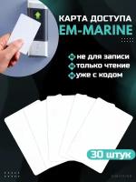 Карта доступа магнитная тонкая EM-Marine для замка турникета 30 шт