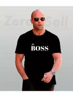 Футболка Zerosell Футболка парная хлопковая унисекс the boss это босс, размер XXL, черный