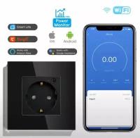 Умная розетка Wi-Fi мониторингом расхода электроэнергии с голосовым управление Яндекс станцией Алисой Марусей
