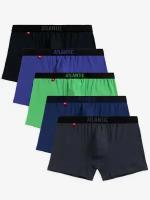 Трусы мужские боксеры (шорты) Atlantic (Атлантик) набор 5 штук, 5SMH-004 L, черный, фиолетовый, зеленый, темно-голубой, графитовый