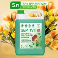 Средство для мытья посуды, овощей и фруктов SEPTIVIT Premium / Гель для мытья посуды Септивит / Жидкость для мытья посуды / Алоэ, 5 литров