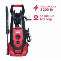 Мойка 2200Вт, 170 бар - 120 бар, 450 л/час, грязевая фреза, пеногенератор 1000 мл, кабель 5 м, шланг 8м, колёса, PW-2217A