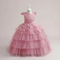 Нарядное платье для девочки, 120 розовый
