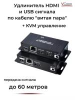 Удлинитель HDMI+USB по витой паре на 60м KVM Local Loop/VСonn/