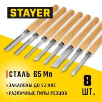 STAYER 8 шт, набор токарных резцов по дереву 1836