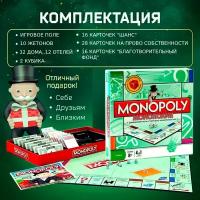 Настольная игра Монополия Динамичная игра в торговлю недвижимостью для взрослых и детей на русском языке, развивающая игра для всей семьи, компании