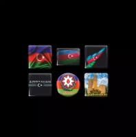 3D стикеры на телефон, 3Д наклейки, флаг и герб Азербайджана 6 шт. 3х3 см