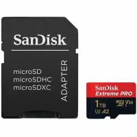 Карта памяти Micro SecureDigital 1Tb SanDisk Extreme Pro microSDXC class 10 UHS-1 U3 V30 (SDSQXCD-1T00-GN6MA) + адаптер