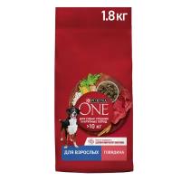 Purina One корм для взрослых собак средних и крупных пород Говядина и рис, 1,8 кг