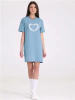 Платье - футболка женское мини летнее голубое оверсайз Апрель 1ЖПК3963804/1420/2419/*/2982/*/*/* серый,голубой,белый 100-164