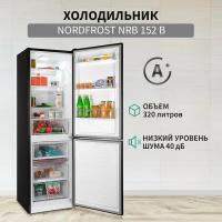 Холодильник NORDFROST NRB 152 B двухкамерный, 320 л объем, черный матовый