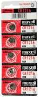 Батарейка литиевая MAXELL CR1216 дисковая 3В бл/5