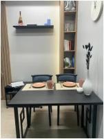 Стол обеденный нераскладной RUBY TON, кухонный стол (черный) 100х65, ножки металл 40х20 ручной работы