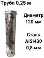 Труба одностенная моно для дымохода 0,25 м D 120 мм нержавейка (0,8/430) 