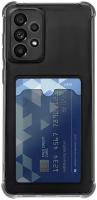 Защитный силиконовый чехол с картхолдером на телефон Samsung Galaxy A73 / Кейс с отделением для пластиковых банковских карт для смартфона Самсунг Галакси А73 / Черный