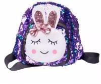 Рюкзак блестящий Зайка с бантиком, фиолетовый