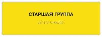 Таблички Брайля / Тактильная табличка ГОСТ со шрифтом Брайля старшая группа 300х100мм